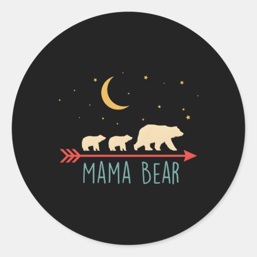 Sticker Rond Ours Mama Avec 2 Cubes Style (Devant)