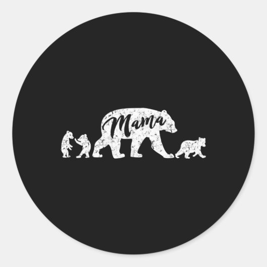Sticker Rond Ours Mama Avec Trois Ours Cubes (Devant)