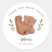 Sticker Rond Ours Merci Béary Beaucoup de garçon fête d'anniver (Devant)