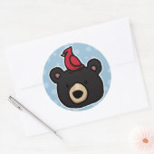 Sticker Rond Ours mignon et amical et cardinal (Enveloppe)