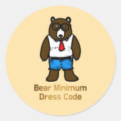 Sticker Rond Ours Minimum Funky Office Pun Art (Devant)