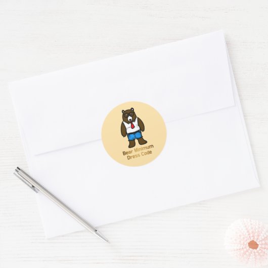 Sticker Rond Ours Minimum Funky Office Pun Art (Enveloppe)