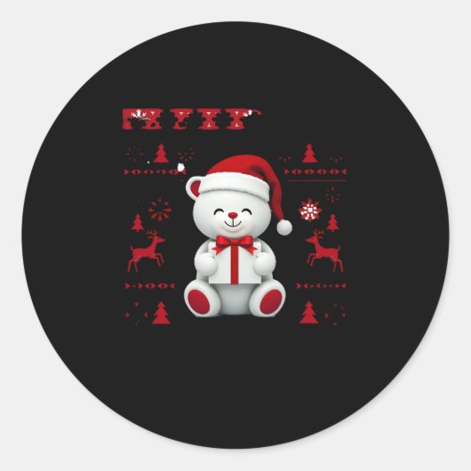 Sticker Rond Ours Noël (2) (Devant)