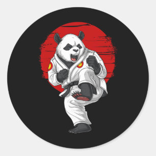 Sticker Rond Ours Panda Karaté Kickboxing Muay Thai Art Martial
