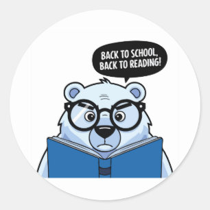 Sticker Rond Ours polaire animal mignon retour à l'école