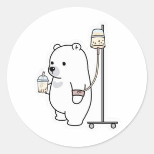 Sticker Rond Ours Polaire Bubble Tea IV