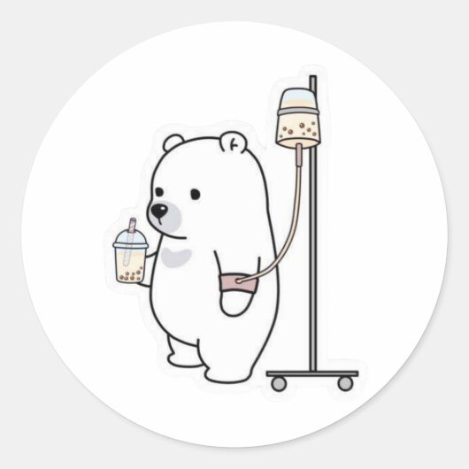 Sticker Rond Ours Polaire Bubble Tea IV (Devant)
