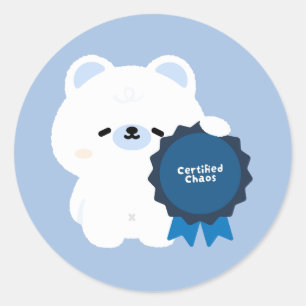 Sticker Rond Ours polaire Chaos certifié