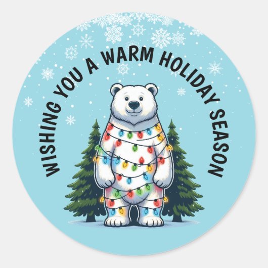 Sticker Rond Ours polaire de Noël (Devant)
