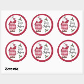 Sticker Rond Ours polaire d'hiver en pyjama avec cacao (Feuille)