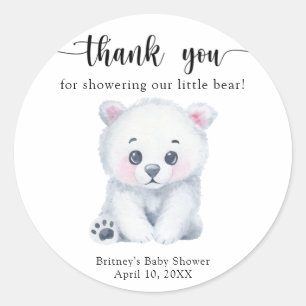 Sticker Rond Ours polaire d'hiver - merci