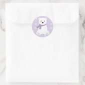 Sticker Rond Ours Polaire Fille Mignonne Flocon de Neige Hiver  (Sac)