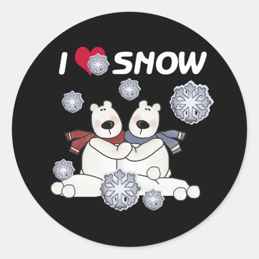 Sticker Rond Ours polaire Hug Log Neige hiver (Devant)