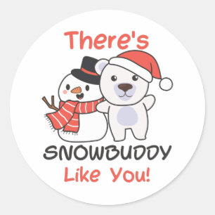 Sticker Rond Ours polaire Il y a un pote des neiges comme un cl