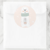 Sticker Rond Ours polaire - Laisser neiger - Baguette de Noël (Sac)