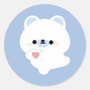 Sticker Rond Ours polaire mignon