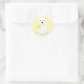 Sticker Rond Ours polaire mignon hiver flocon de neige jaune (Sac)
