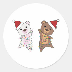 Sticker Rond Ours polaire Noël mignon Animaux Ours polaire Brow