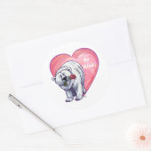 Sticker Rond Ours polaire Saint Valentin (Enveloppe)