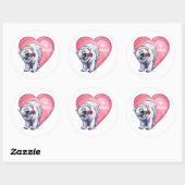 Sticker Rond Ours polaire Saint Valentin (Feuille)