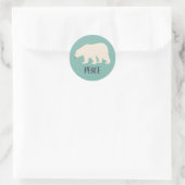 Sticker Rond Ours Polaire Sobres Enveloppe de Paix Style Simple (Sac)