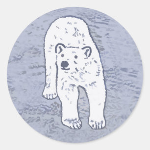 Sticker Rond Ours polaire sur la peinture sur glace - Art origi