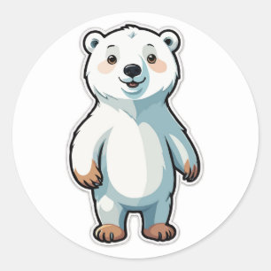 Sticker Rond Ours polaire - Une jolie aventure arctique