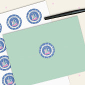 Sticker Rond Ours polaires et enveloppe bleue de l'arbre de Noë