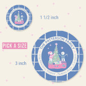 Sticker Rond Ours polaires et enveloppe bleue de l'arbre de Noë