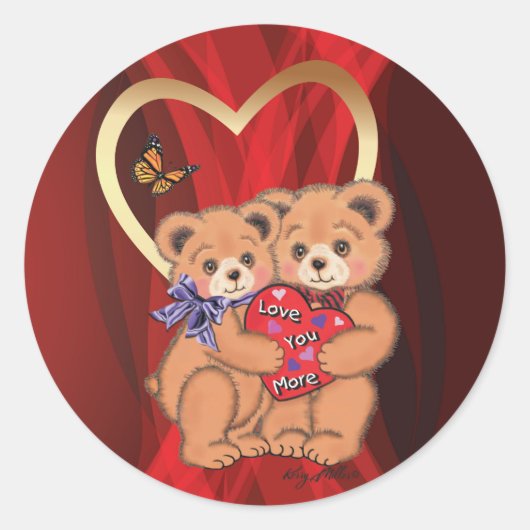 Sticker Rond Ours romantiques (Devant)