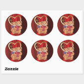 Sticker Rond Ours romantiques (Feuille)