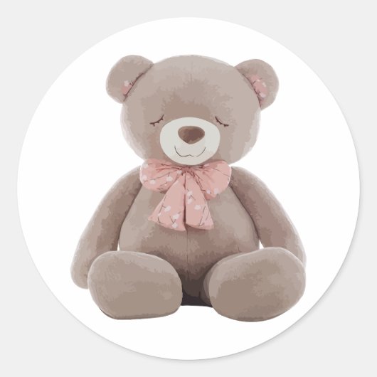 Sticker Rond Ours rose (Devant)