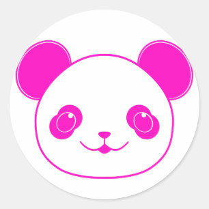 Sticker Rond Ours rose Kawaii Panda