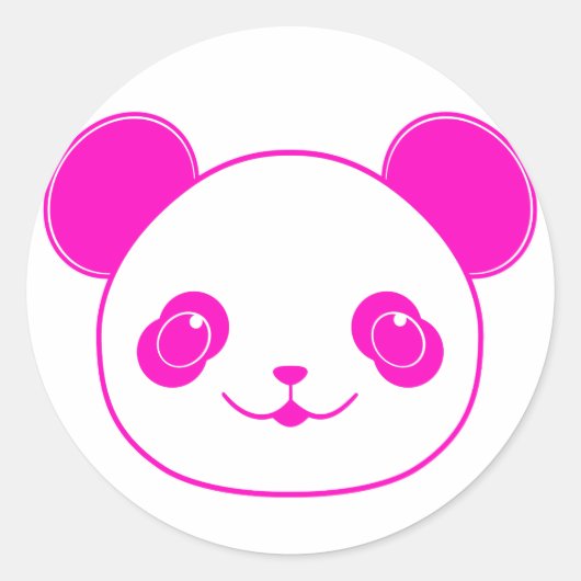 Sticker Rond Ours rose Kawaii Panda (Devant)