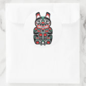 Sticker Rond Ours rouge et vert d'esprit de Haida (Sac)