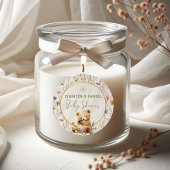 Sticker Rond Ours tourbillon Baby shower floral Favoriser