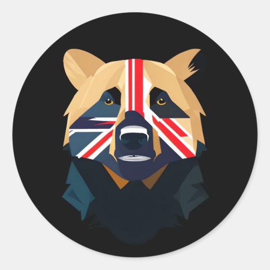 Sticker Rond Ours Union Jack (Devant)