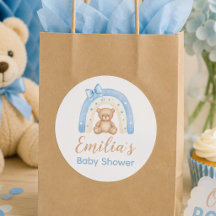 Ourson Arc-en-ciel Bleu Garçon Baby Shower