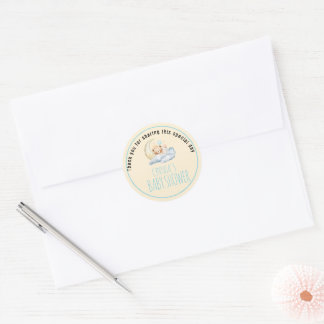 Sticker Rond Ourson en peluche doux rêve Fête de bébé garçon 