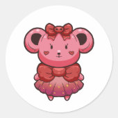 Sticker Rond ourson rose mignon (Devant)