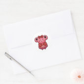 Sticker Rond ourson rose mignon (Enveloppe)
