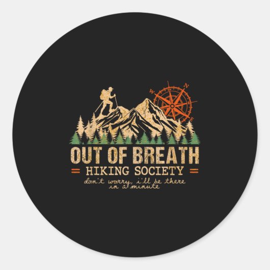 Sticker Rond Out Of Breath Randonnée Society Randonnée Crew Hap (Devant)