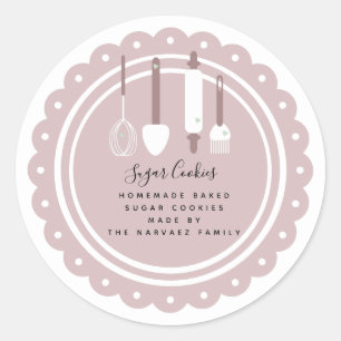 Sticker Rond Outil de boulangerie de biscuits au sucre Logo Nou