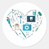 Sticker Rond Outil dentaire amusant Coeur (Devant)
