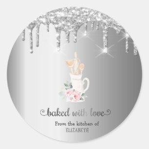 Sticker Rond Outils à main pour pâtisserie de boulangerie Fleur