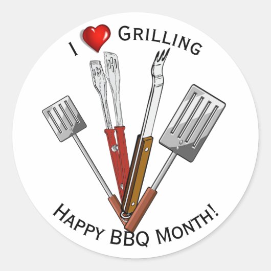 Sticker Rond Outils barbecue Gravure (Devant)