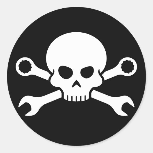 Sticker Rond Outils crâne 'n' - Pirate de vis 1 (blanc) (Devant)