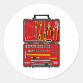 Sticker Rond Outils Dans Une Boîte À Outils (Devant)