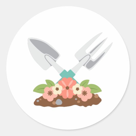 Sticker Rond Outils de jardin (Devant)