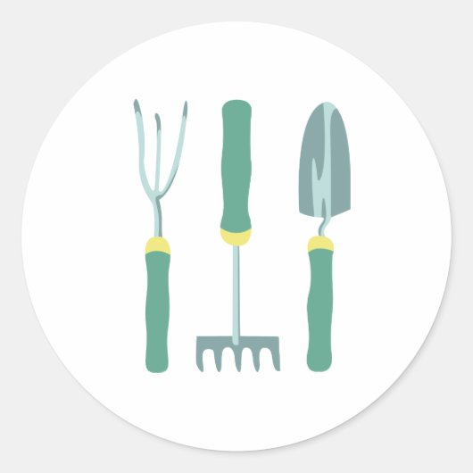 Sticker Rond Outils de jardinage (Devant)